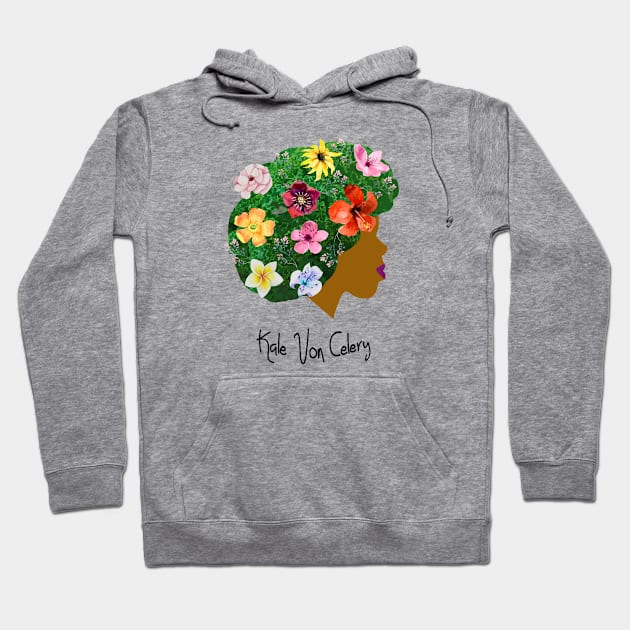 Kale Von Celery Floral - Black Letters Hoodie by Kale Von Celery